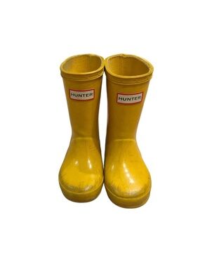 Hunter Yellow Kids Rain Boots with Logo
